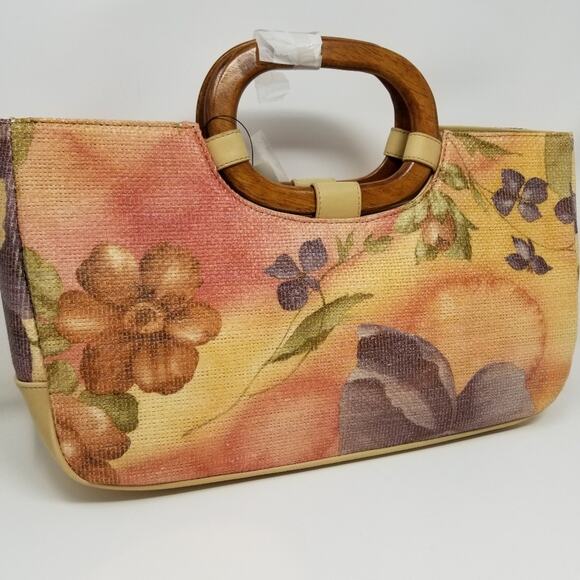 New Summer Woven Floral Purse Summer Tropical Handbag Medium Size - Picture 2 of 7